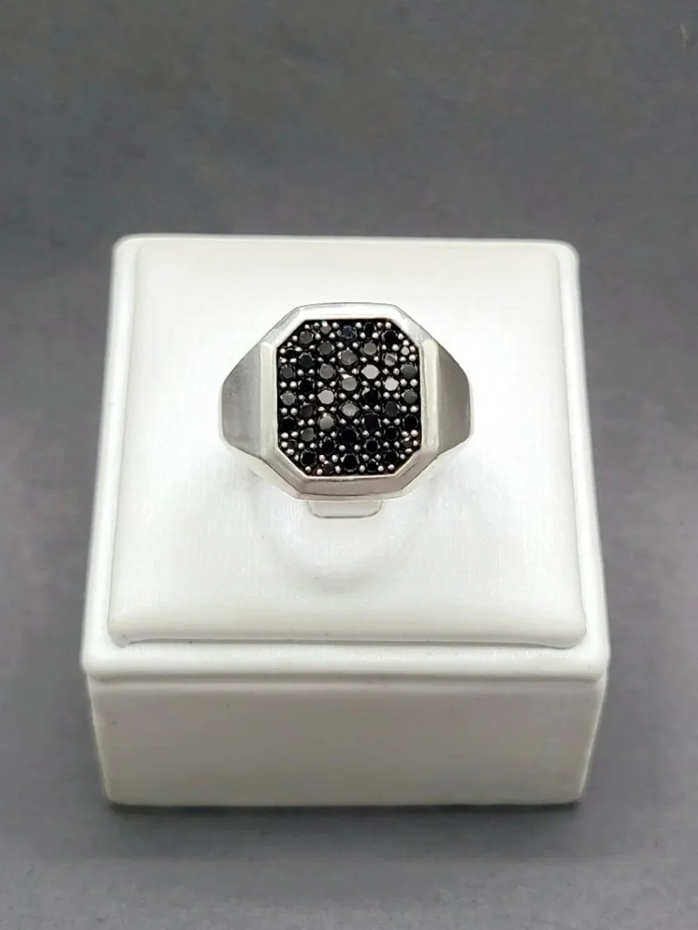 David Yurman Streamline Signet Ring w/ Pavé Black Diamonds - 18mm - Size 9